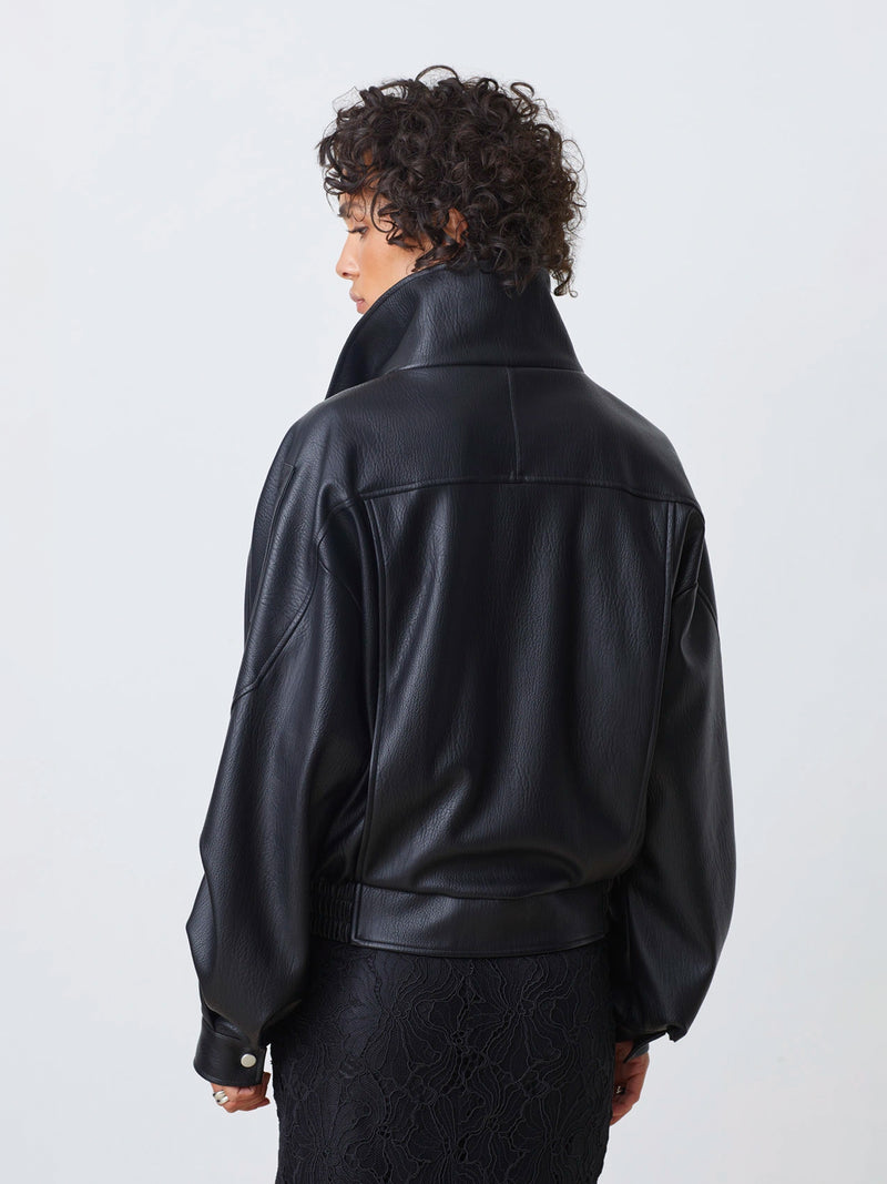 Biker-Jacke aus ECO - Leder mit doppeltem Kragen - Tempel Hamburg