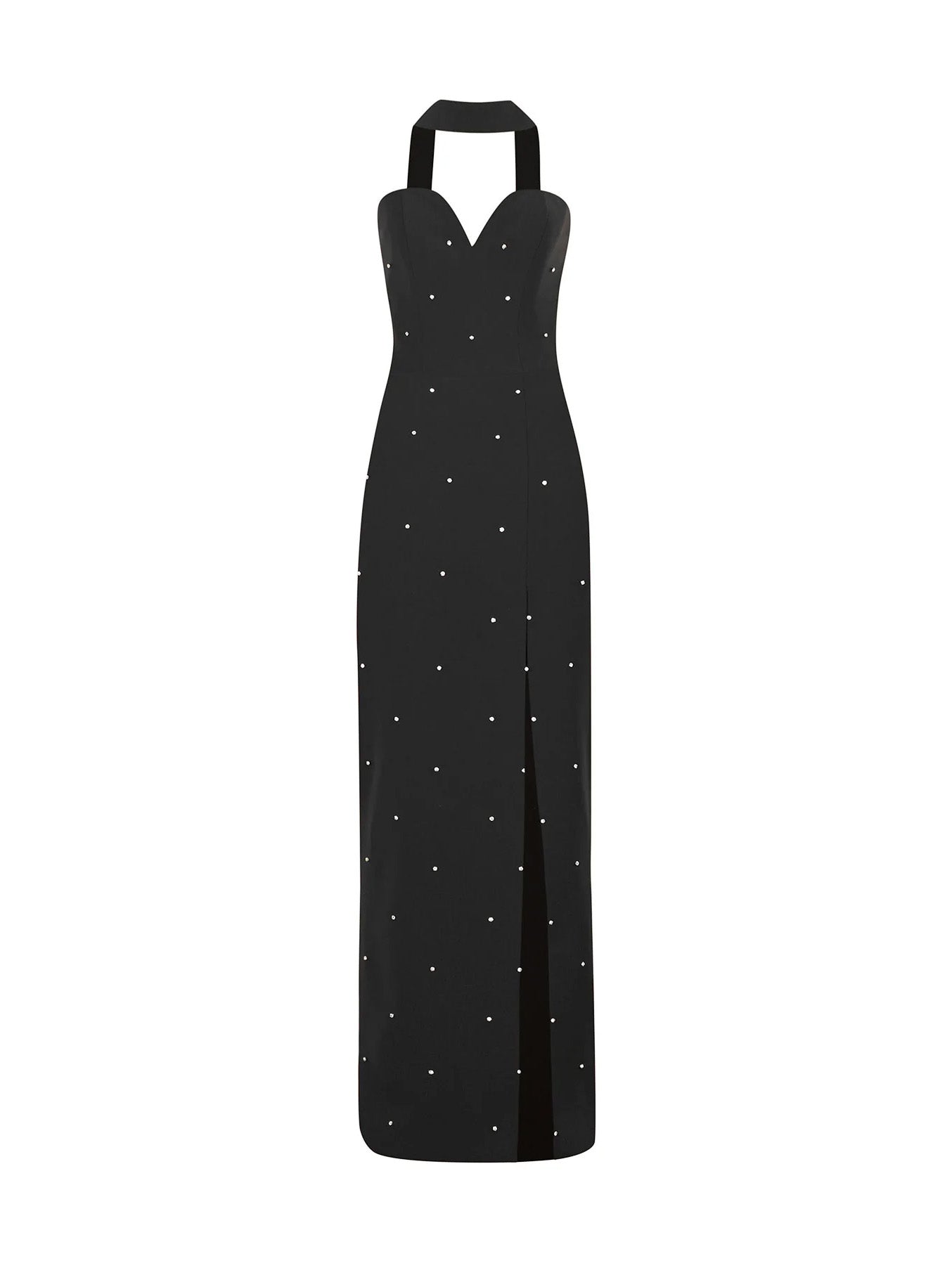 Schwarzes  Abendkleid mit Strass-Steinen bestickt
