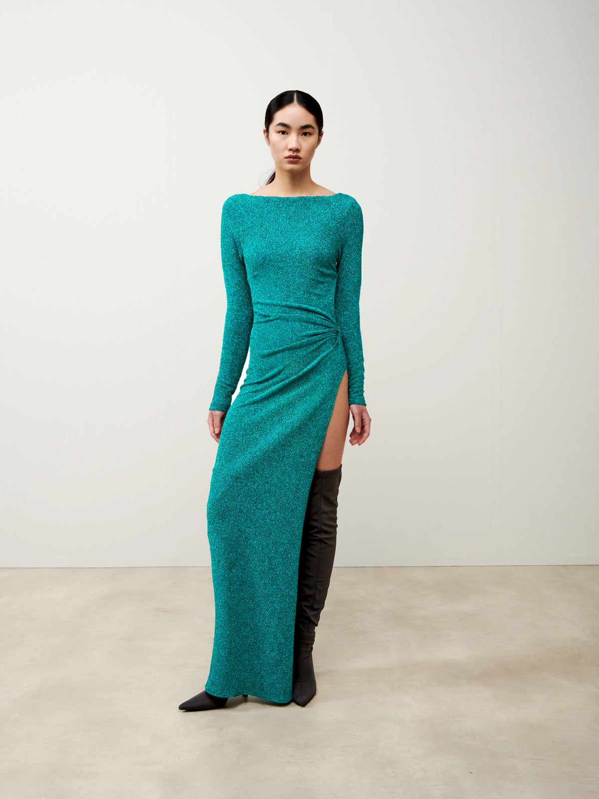 Smaragdgrünes Lurexkleid