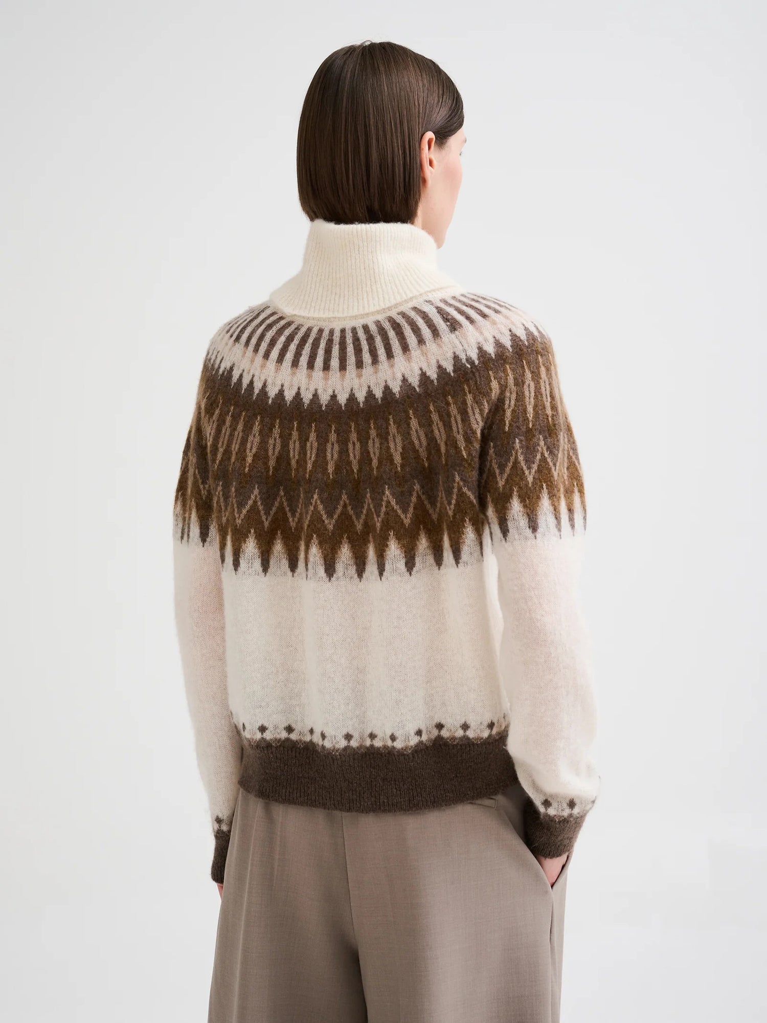 Nordischer Jacquard Rollkragenpullover