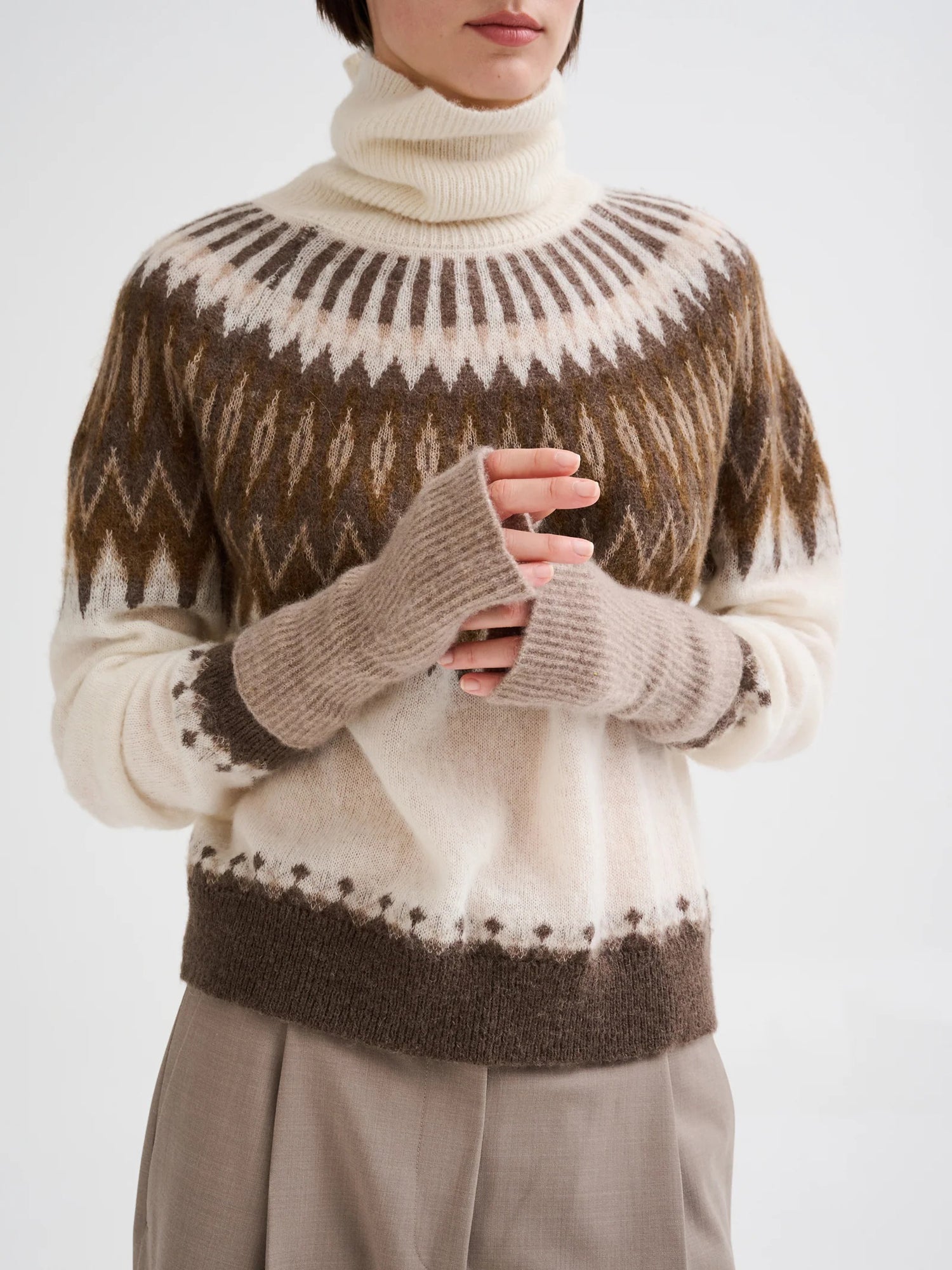 Nordischer Jacquard Rollkragenpullover