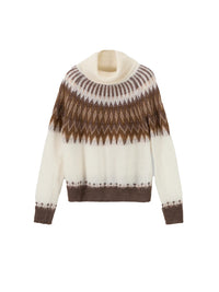 Nordischer Jacquard Rollkragenpullover