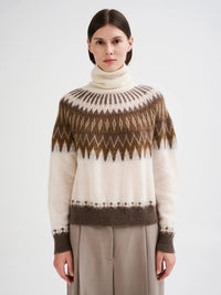 Nordischer Jacquard Rollkragenpullover