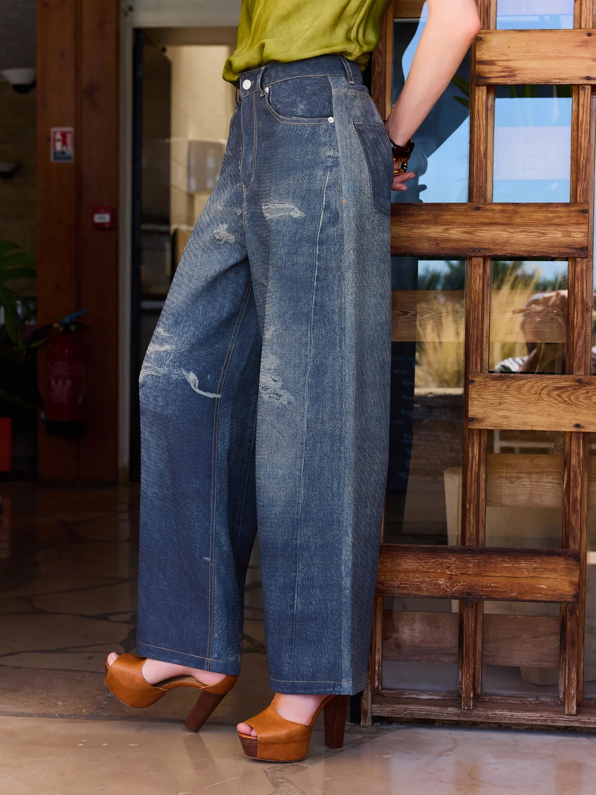 Mit Jeans-Look gesprintete Hose