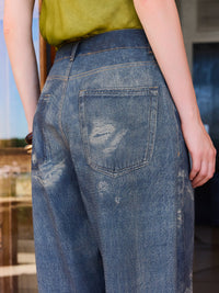 Mit Jeans-Look gesprintete Hose