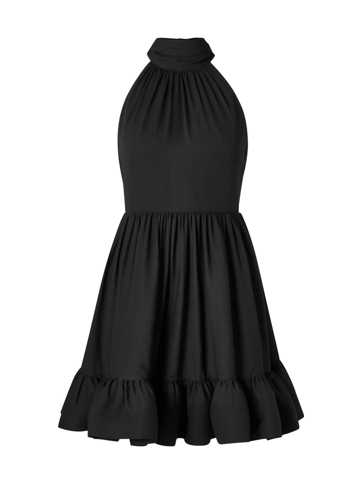 Neckholder Mini-Kleid Mit Volant