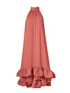 Neckholder Midi-Kleid Mit Volant in Terrakotta - Tempel Hamburg