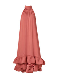 Neckholder Midi-Kleid Mit Volant in Terrakotta - Tempel Hamburg