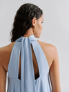 Neckholder Kleid Mit Volant in Ice Blue - Tempel Hamburg