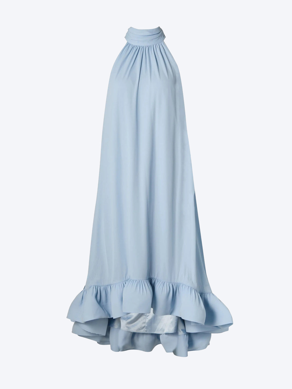 Neckholder Kleid Mit Volant in Ice Blue - Tempel Hamburg