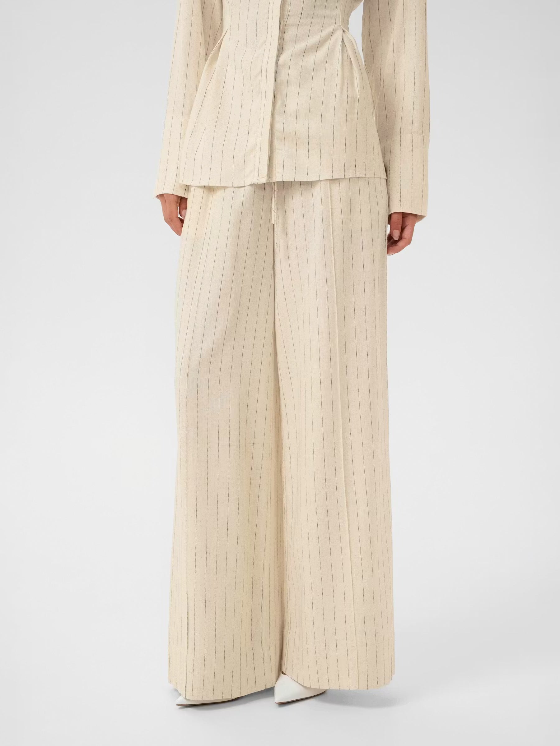 Viskose-Leinen Marlene Hose mit Nadelstreifen - Tempel Hamburg