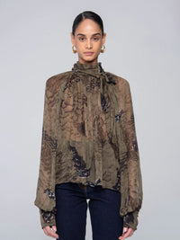 Bluse mit Feder-Print - Tempel Hamburg
