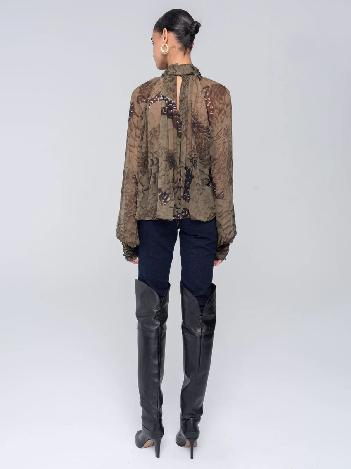 Bluse mit Feder-Print - Tempel Hamburg