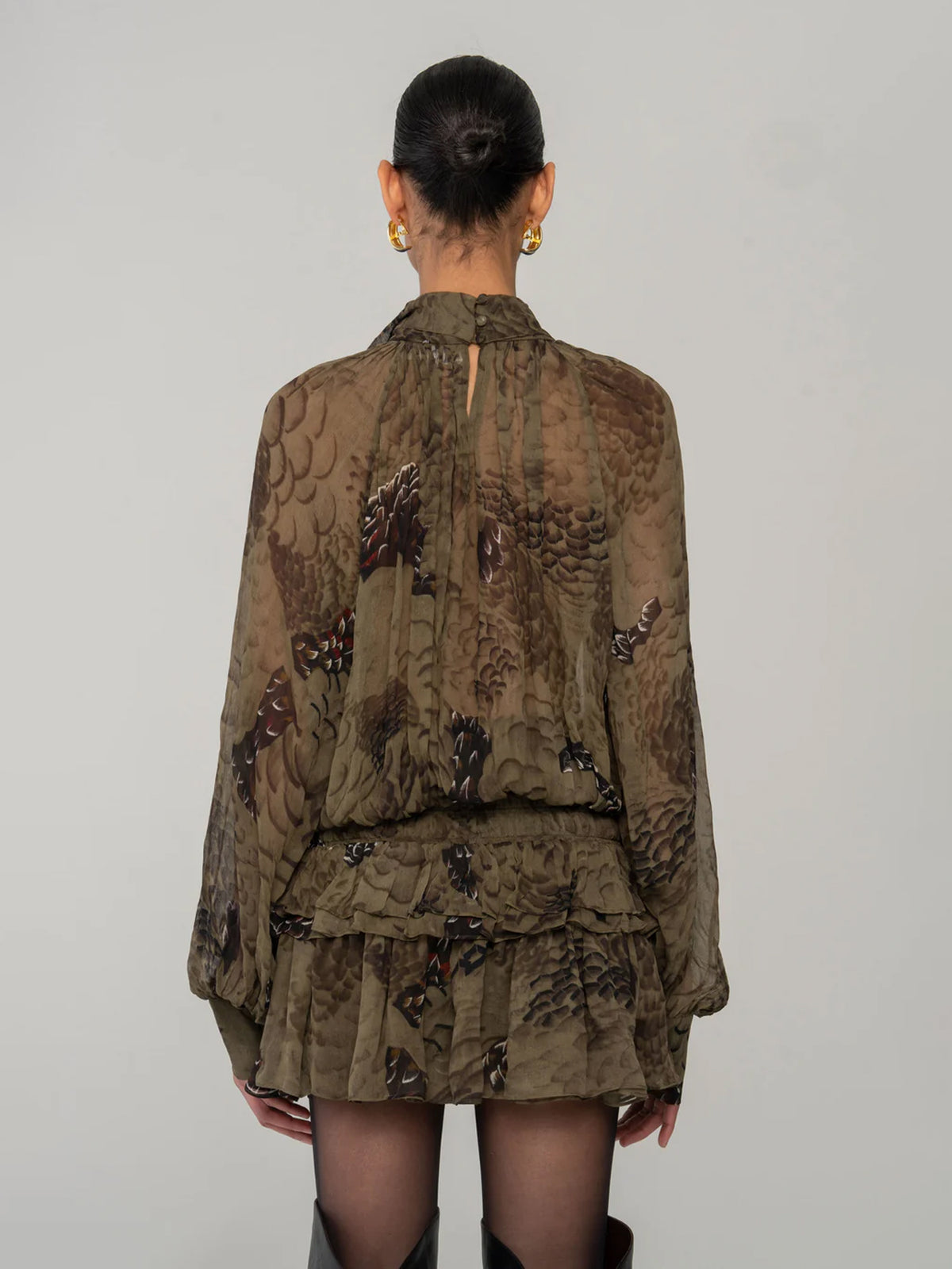 Kleid mit Feder-Print