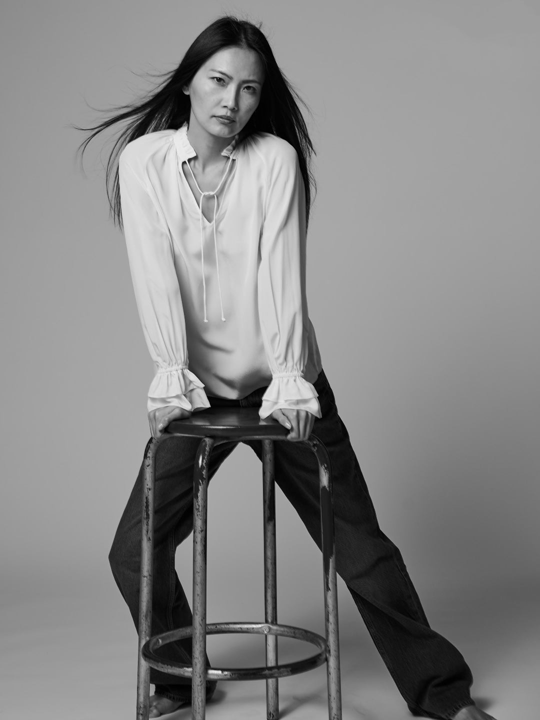 Seidenbluse mit Rüschen-Manschetten - Tempel Hamburg