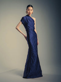 One Shoulder Abendkleid in dunkelblau