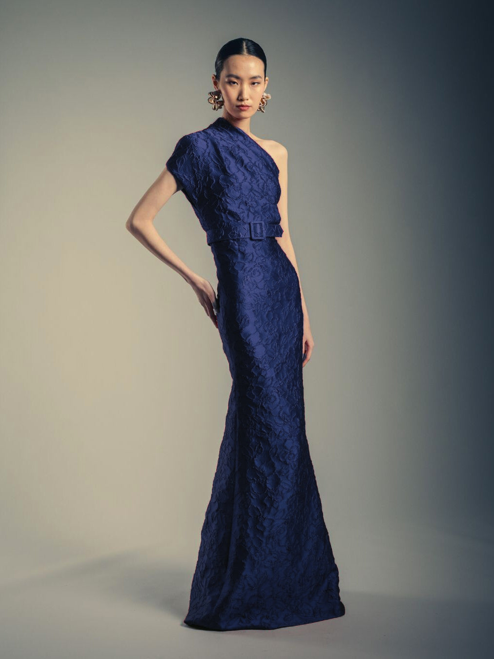 One Shoulder Abendkleid in dunkelblau