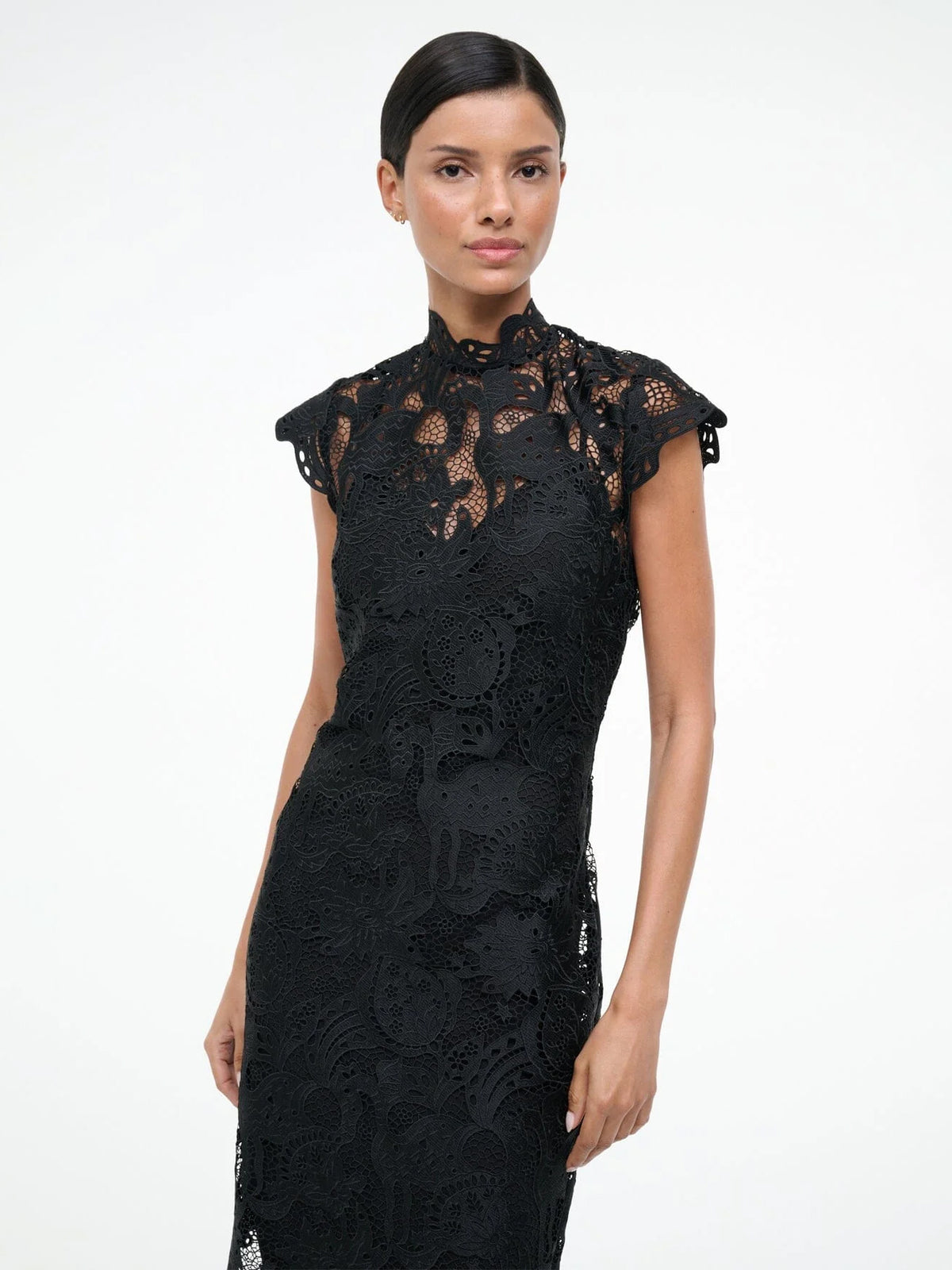 Spitzenkleid mit kleinem Stehkragen