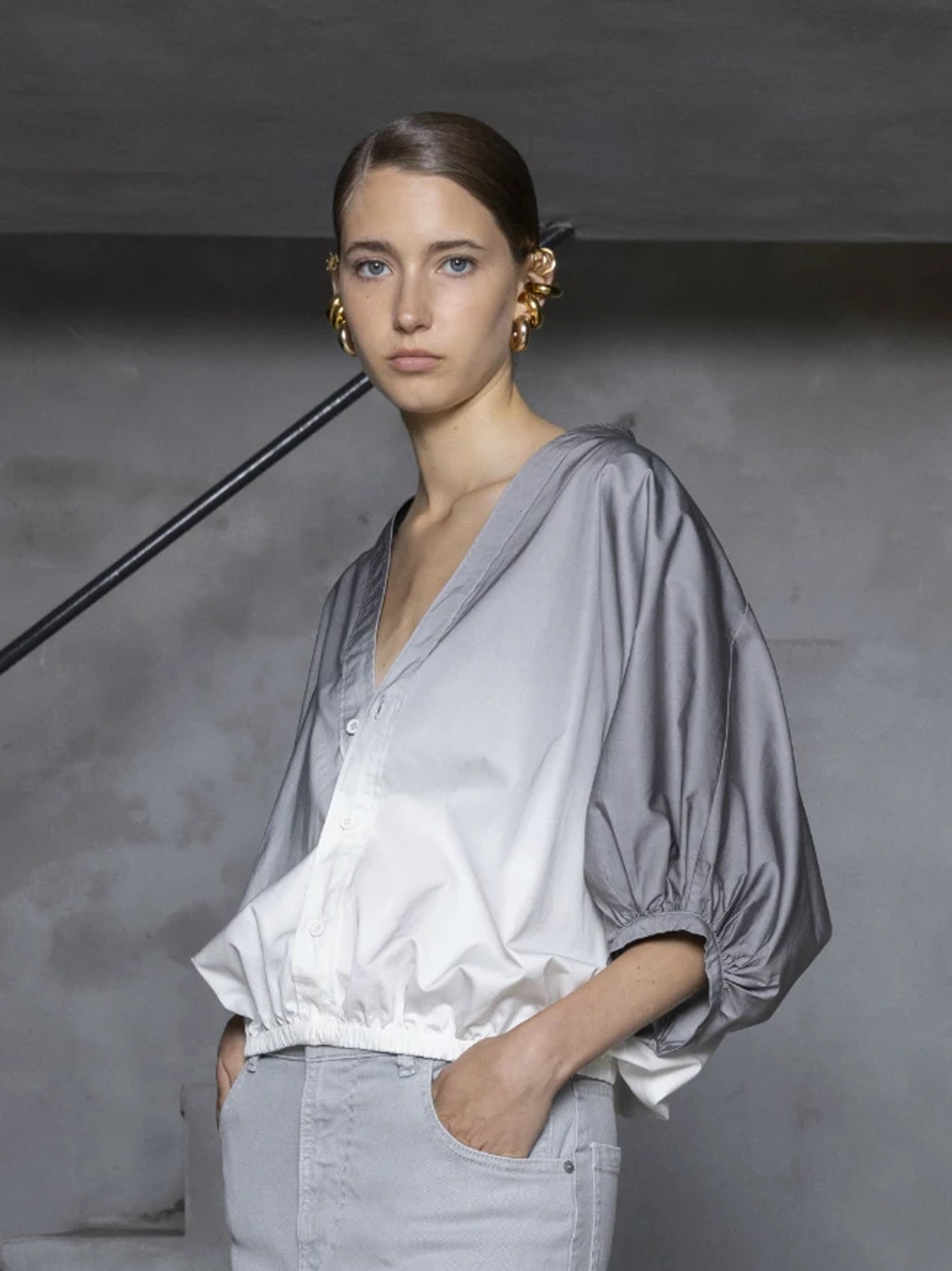 Ballonbluse im Ombre-Look