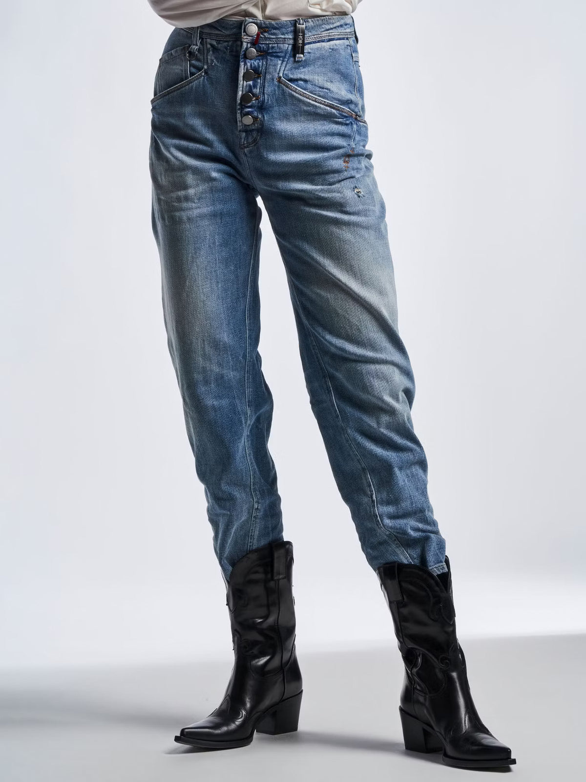 High-Waist Jeans aus Stretch-Baumwolldenim - Tempel Hamburg