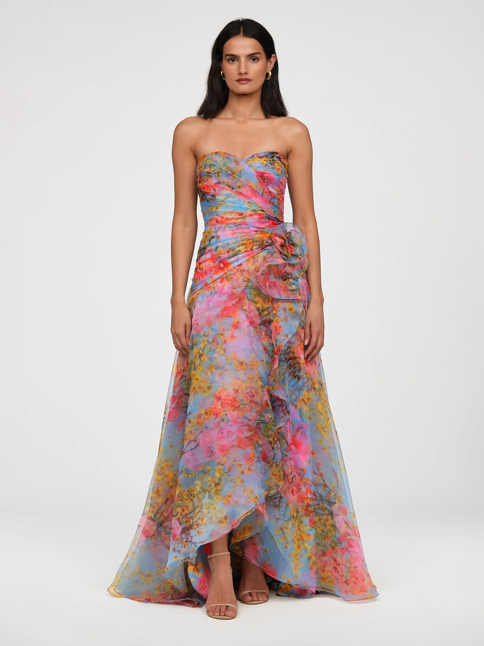Korsagen Kleid mit floralen Ranken