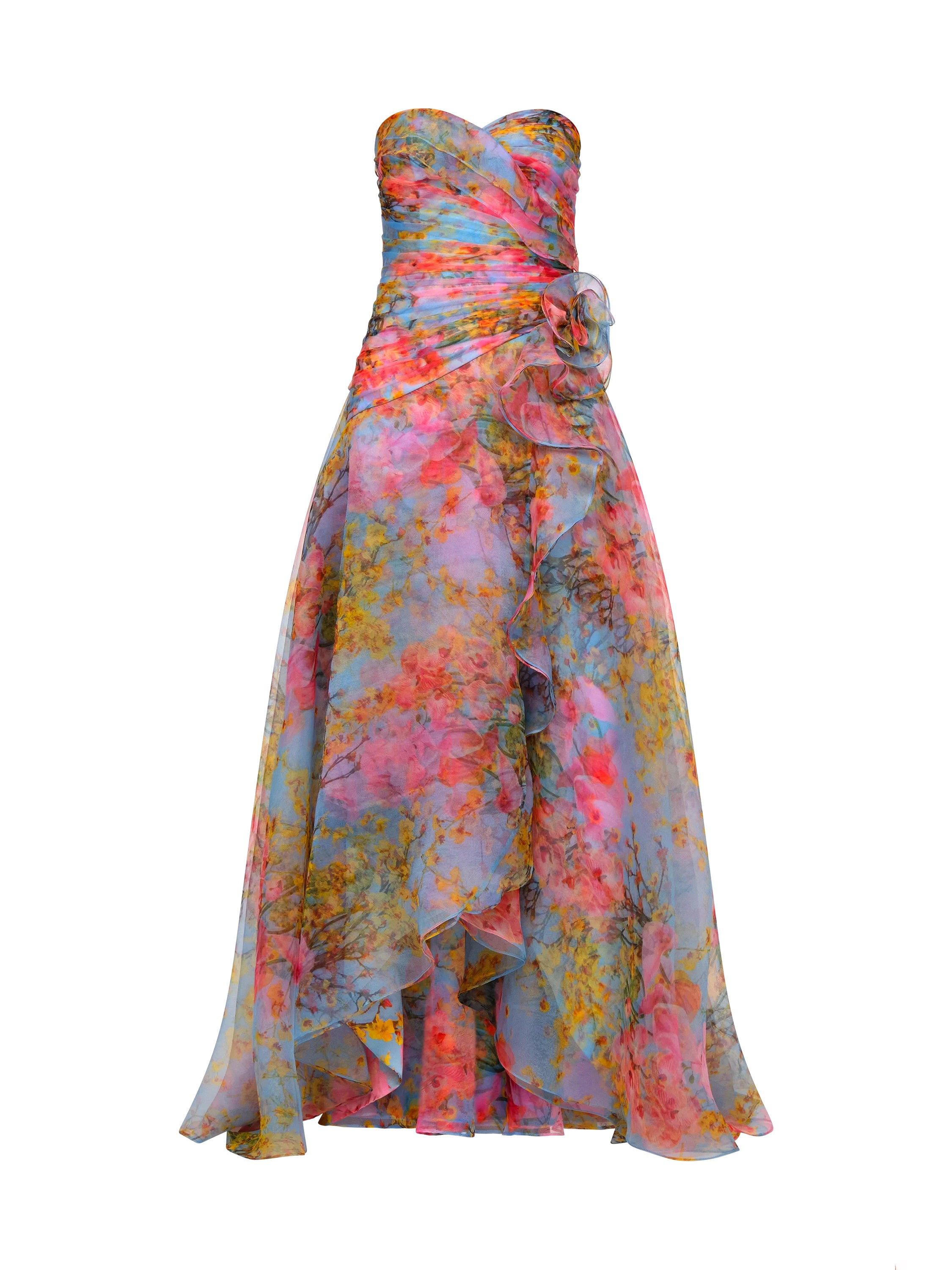 Korsagen Kleid mit floralen Ranken