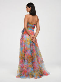 Korsagen Kleid mit floralen Ranken