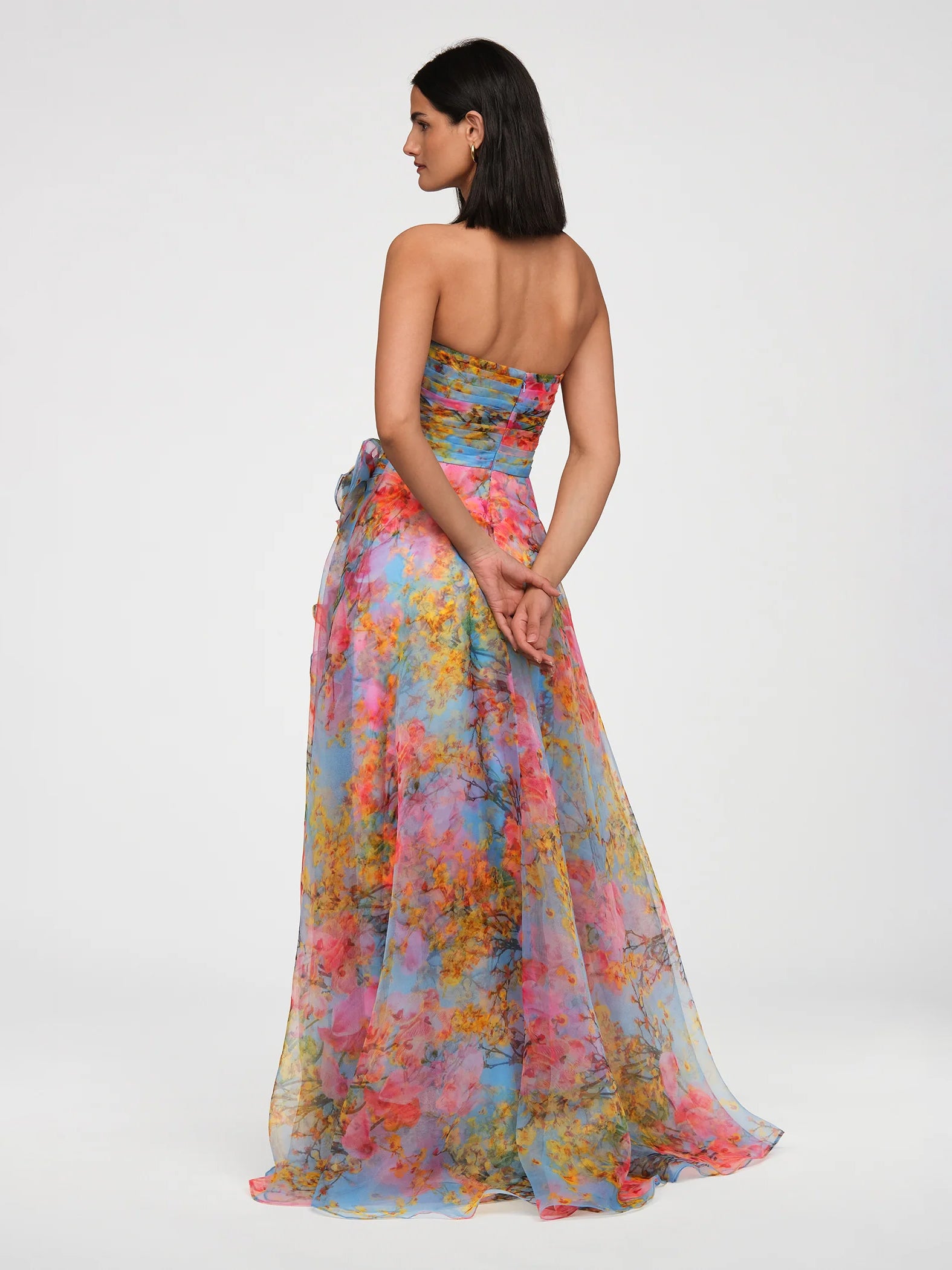 Korsagen Kleid mit floralen Ranken
