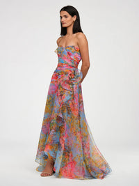 Korsagen Kleid mit floralen Ranken