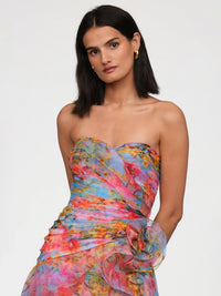 Korsagen Kleid mit floralen Ranken