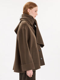 Damen-Caban aus brauner Wolle und Kaschmir