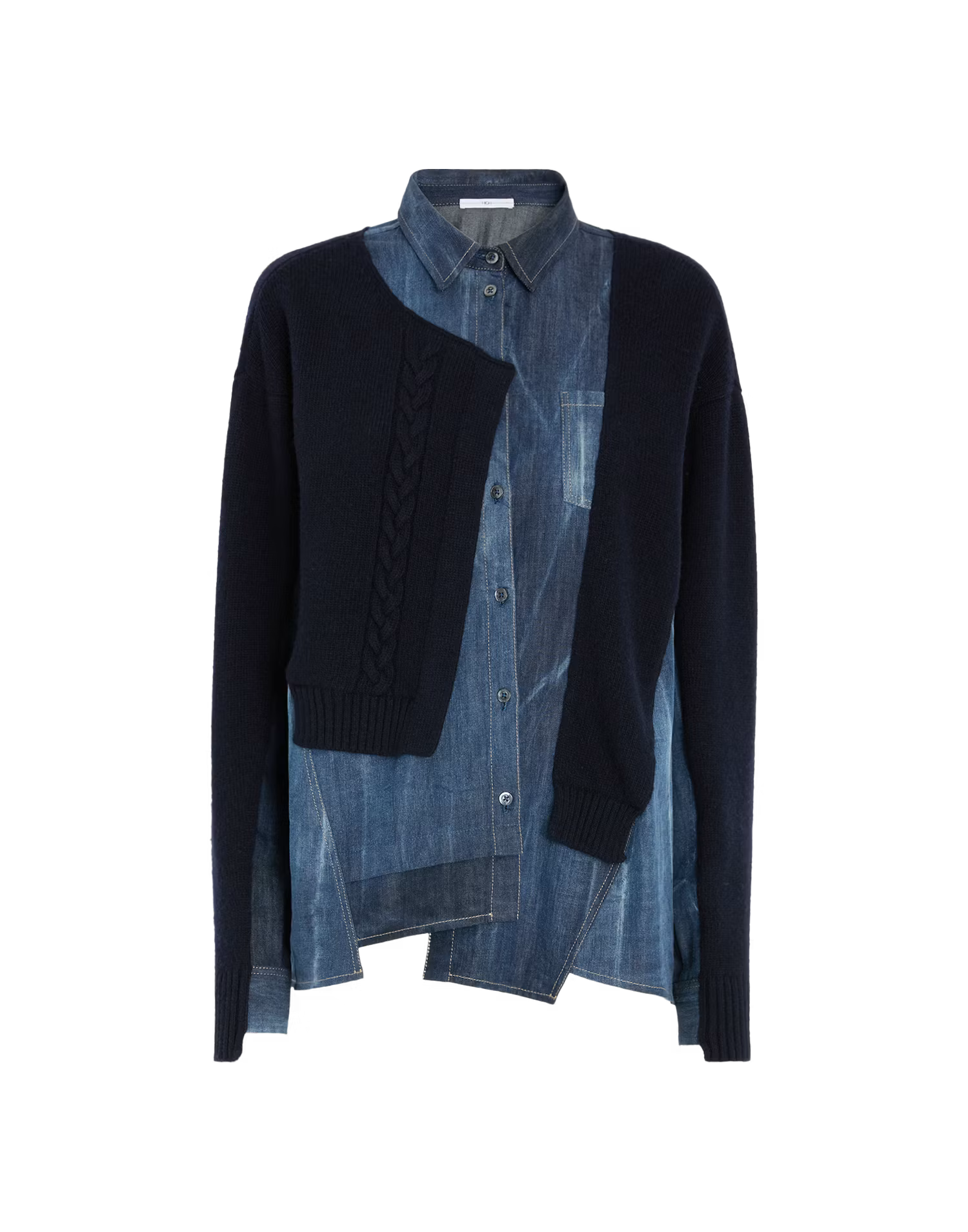Strickjacke in Woll-Denim Mix