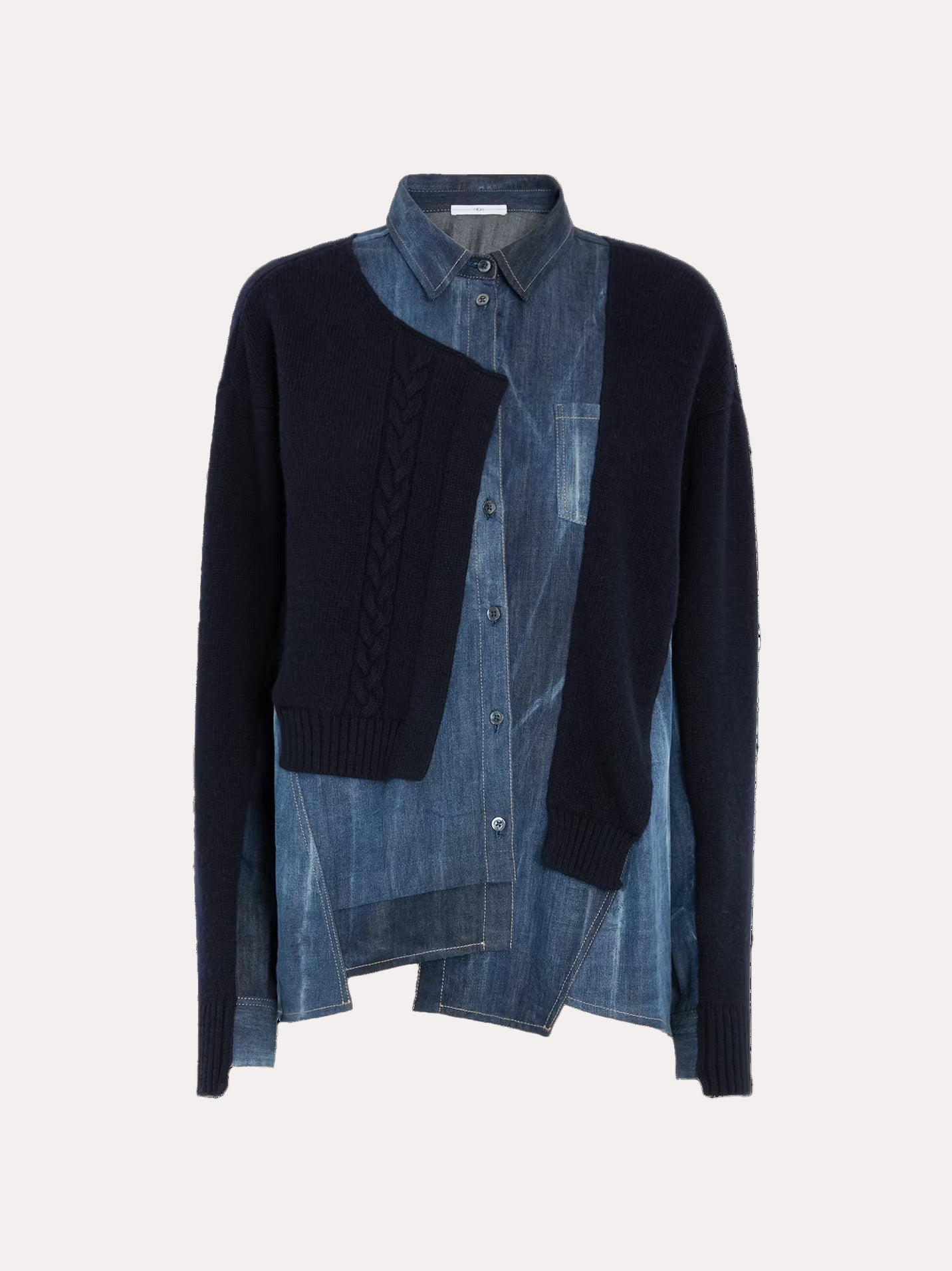 Strickjacke in Woll-Denim Mix
