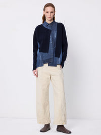 Strickjacke in Woll-Denim Mix