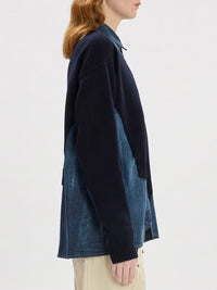 Strickjacke in Woll-Denim Mix