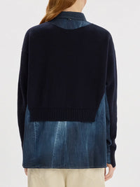 Strickjacke in Woll-Denim Mix