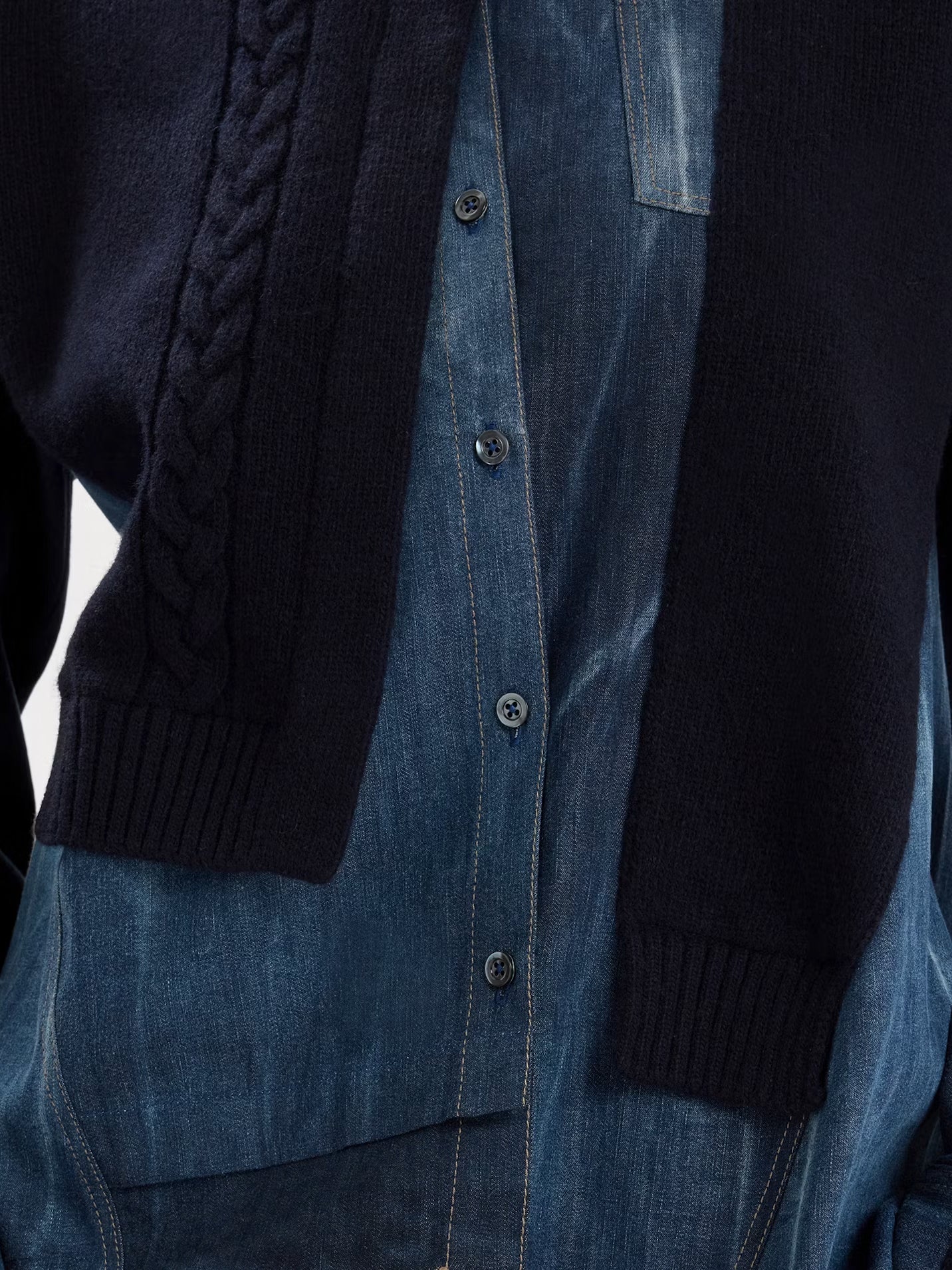 Strickjacke in Woll-Denim Mix