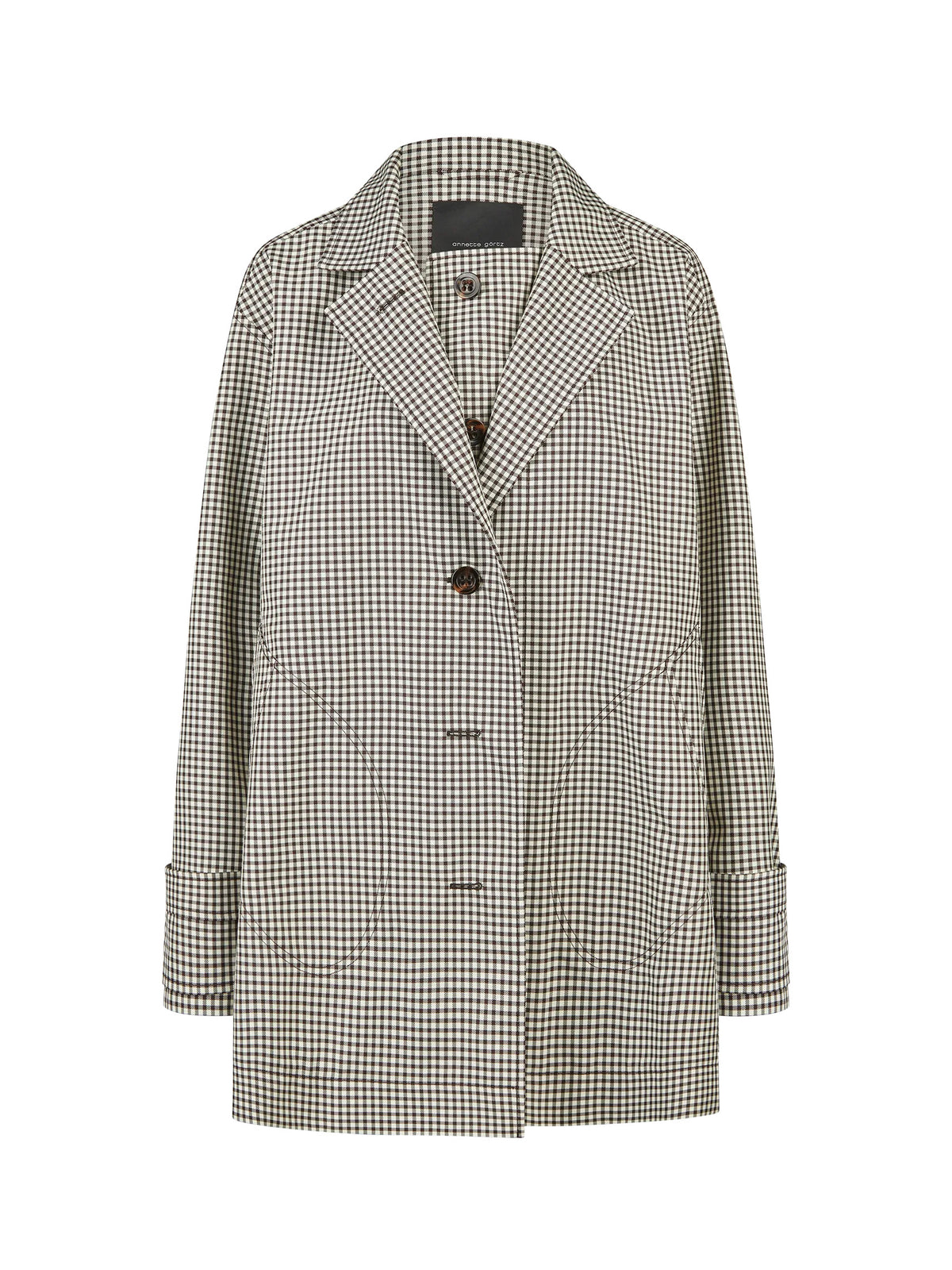 Oversized Caban-Jacke in Technical Pepita Check - Tempel Hamburg