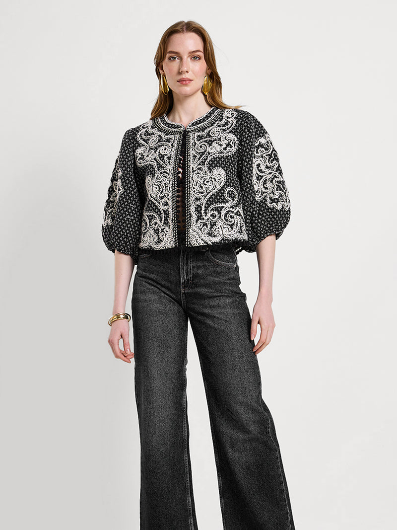 Besticktes Cropped-Jacket