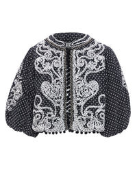 Besticktes Cropped-Jacket
