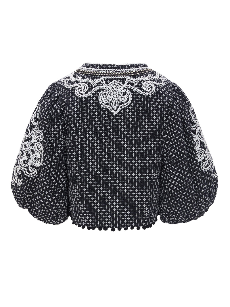 Besticktes Cropped-Jacket