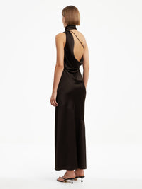 Neckholder - Kleid in Espresso