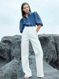 Taillierte Denim-Bluse