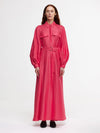 Maxi Leinenkleid in Berry Pink