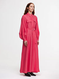 Maxi Leinenkleid in Berry Pink