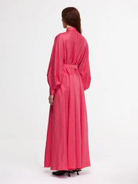 Maxi Leinenkleid in Berry Pink