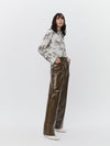 Polished Leather Pants in Olive Brown - Tempel Hamburg