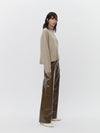 Polished Leather Pants in Olive Brown - Tempel Hamburg