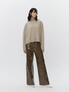 Polished Leather Pants in Olive Brown - Tempel Hamburg