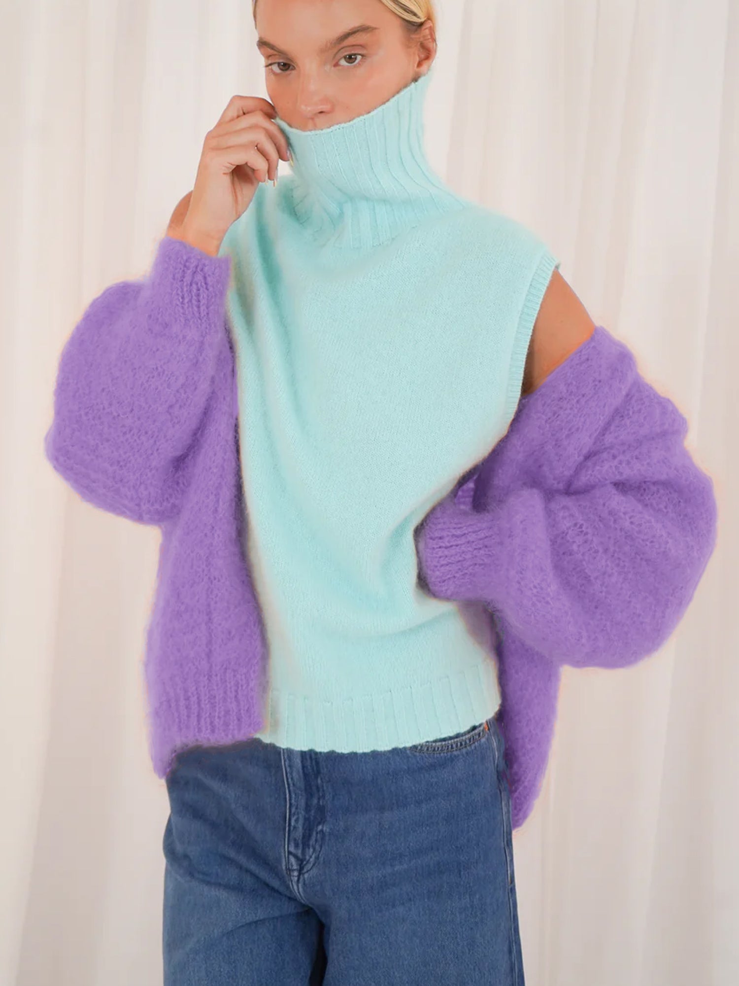 Lässige Volumen Strickjacke in vier Farben - Tempel Hamburg